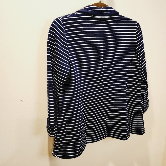 Talbots navy stripes open front blazer size S - Picture 4 of 13